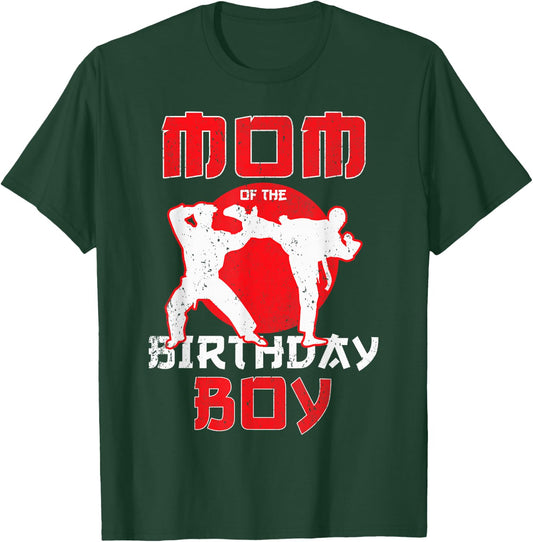 Mom Of The Birthday Karate Taekwondo Boy Martial Arts T-Shirt - T-Shirt | Forest