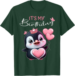 Birthday Shirt Penguin - It’s my Birthday and Girl T-Shirt - T-Shirt | Forest