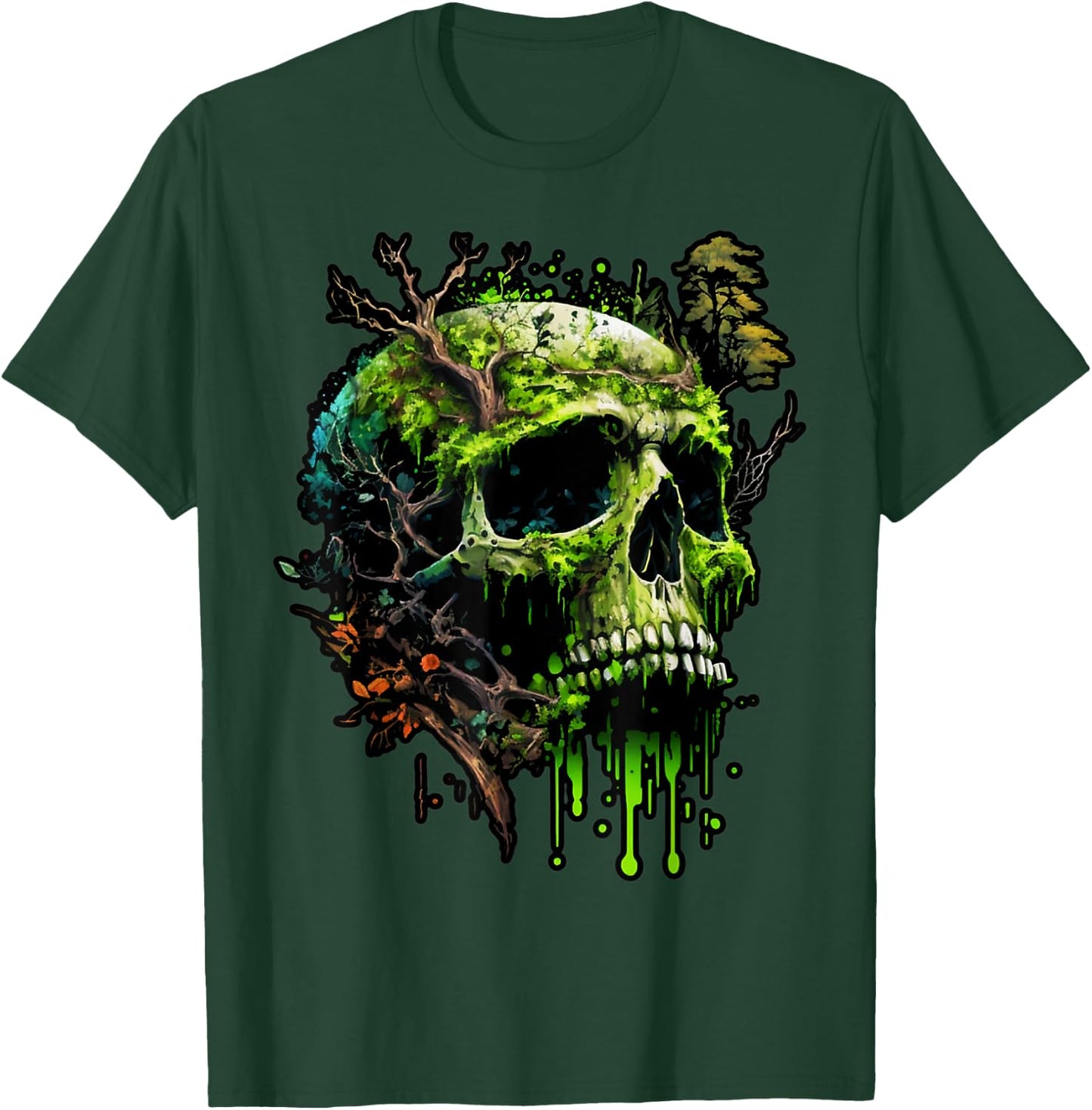Forest Skull Wildlife Trees Nature Retro T-Shirt - T-Shirt | Forest