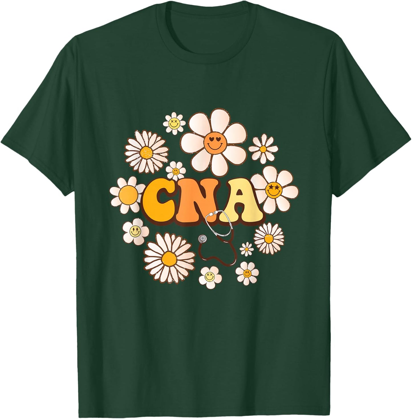 Groovy smile face wildFlower CNA Certified Nursing Assistant T-Shirt - T-Shirt | Forest