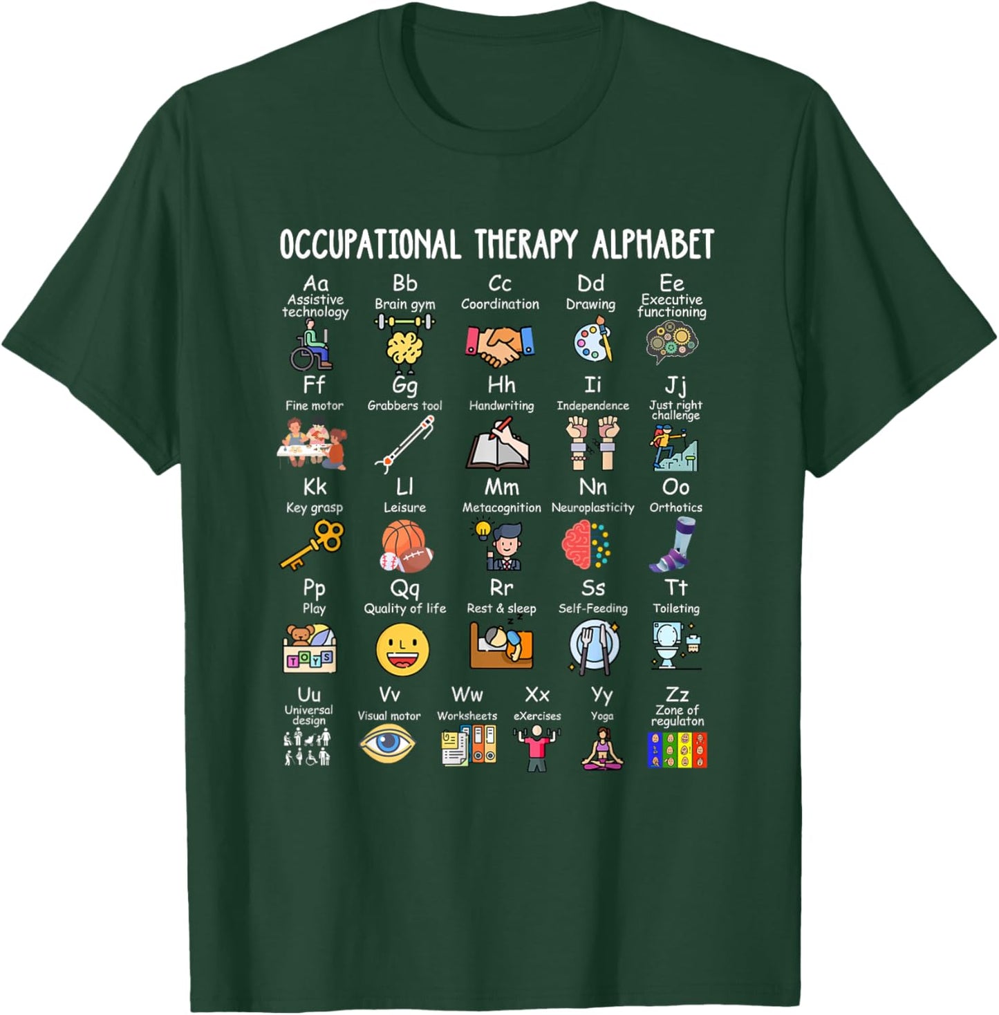 Occupational Therapy Alphabet OTA Funny Teacher Lover ABCs Men Women Kids T-Shirt - T-Shirt | Forest