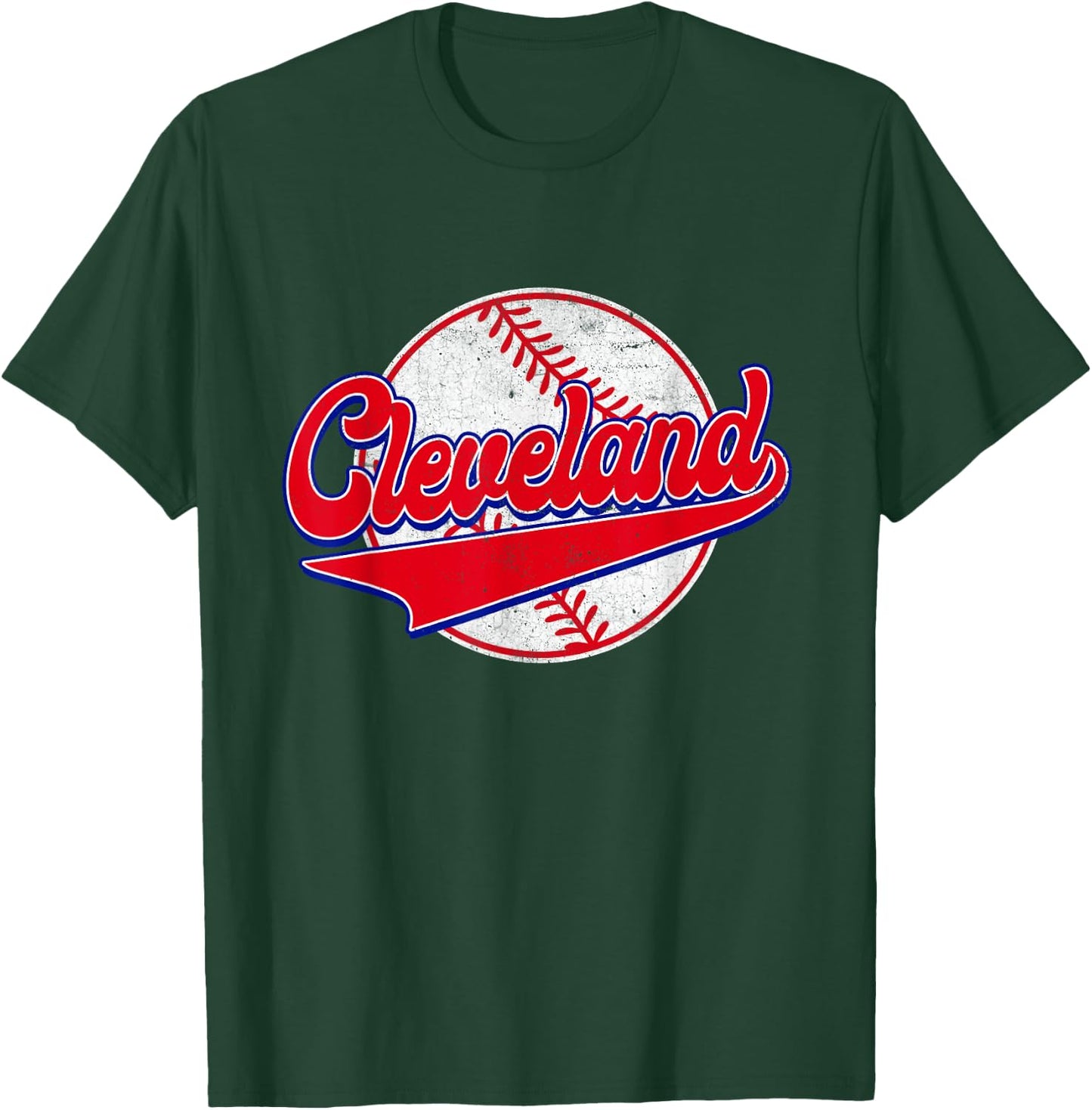 Cleveland Cityscape Vintage Baseball Men Women Kids T-Shirt - T-Shirt | Forest