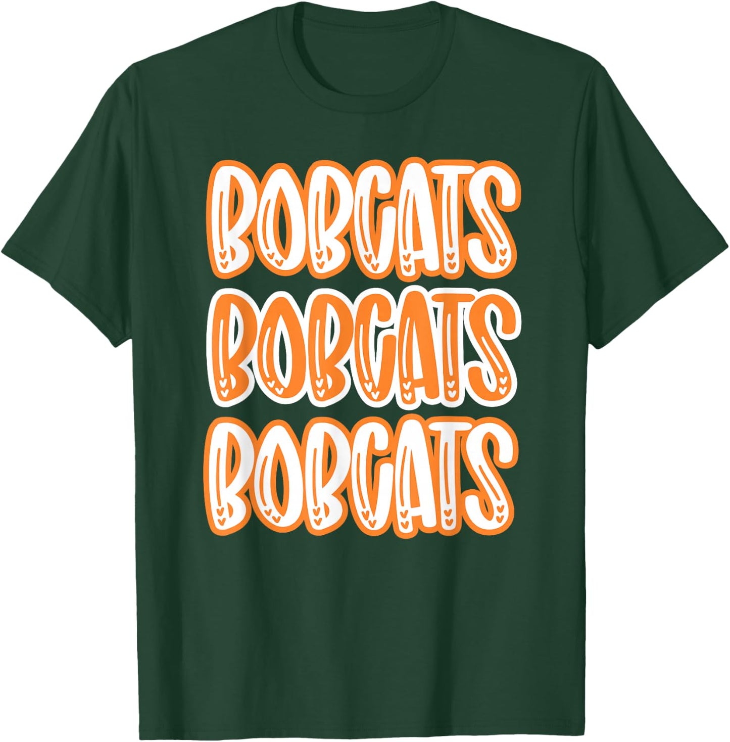 Bobcats Repeating Orange White School Spirit T-Shirt - T-Shirt | Forest