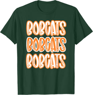 Bobcats Repeating Orange White School Spirit T-Shirt - T-Shirt | Forest