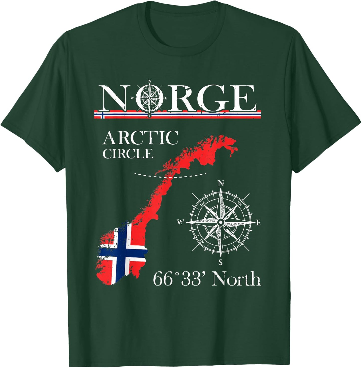 Norge Arctic Circle - Polar North Norway Norwegian Flag T-Shirt - T-Shirt | Forest