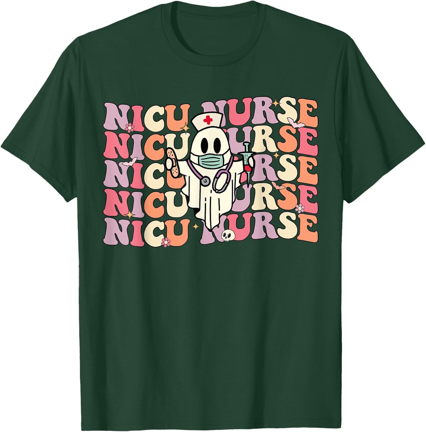Groovy NICU Nurse Halloween Ghost Costume Neonatal Nurse T-Shirt - T-Shirt | Forest