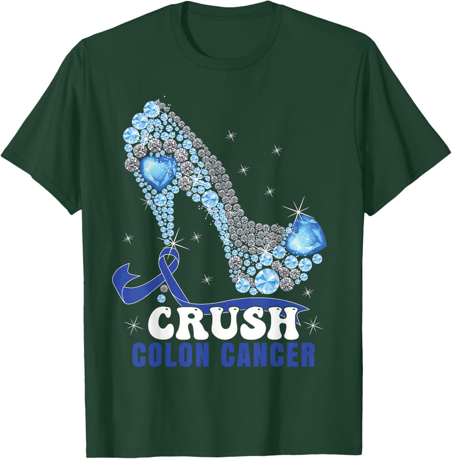 Blue Ribbon Women Colonscopy Colorectal Colon Cancer Small T-Shirt - T-Shirt | Forest