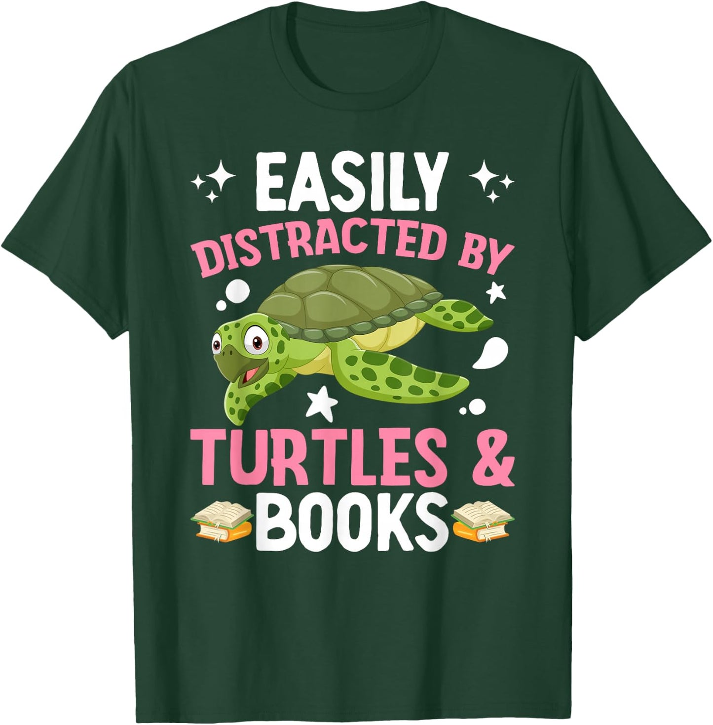 Distracted By Turtles & Books Turtle Lover Books Lover T-Shirt - T-Shirt | Forest