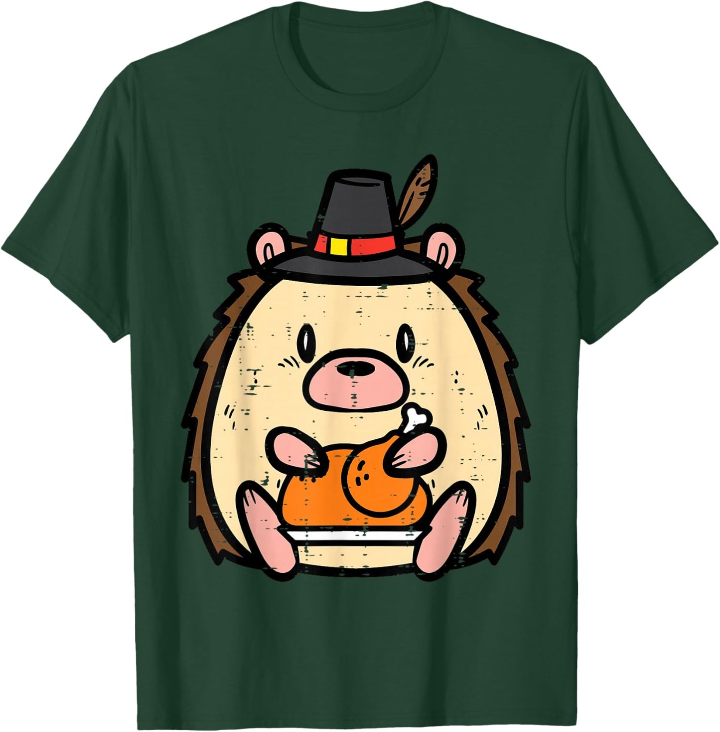 Thanksgiving Hedgehog Turkey Day Boys Girls Kids Youth Women T-Shirt - T-Shirt | Forest
