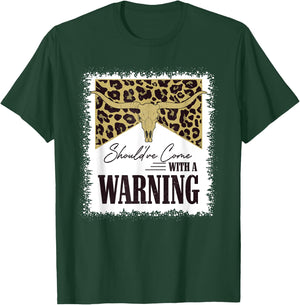 Should've Come With A Warning Bull Skull Leopard Bleached T-Shirt - T-Shirt | Forest