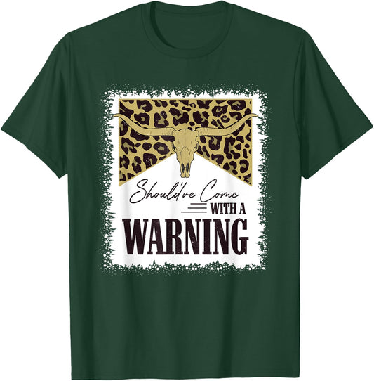 Should've Come With A Warning Bull Skull Leopard Bleached T-Shirt - T-Shirt | Forest