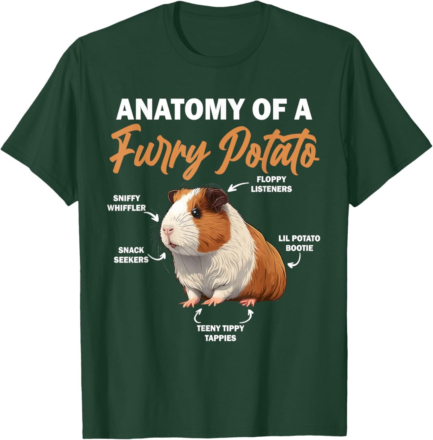 Guinea Pig Shirt Anatomy Of A Furry Potato Guinea Pig Funny T-Shirt - T-Shirt | Forest