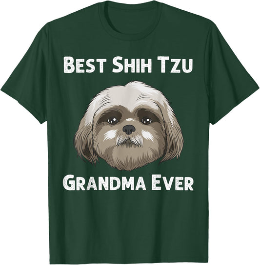 Funny Shih Tzu Gift Grandma Mama Dog Puppy Owner Animal T-Shirt - T-Shirt | Forest