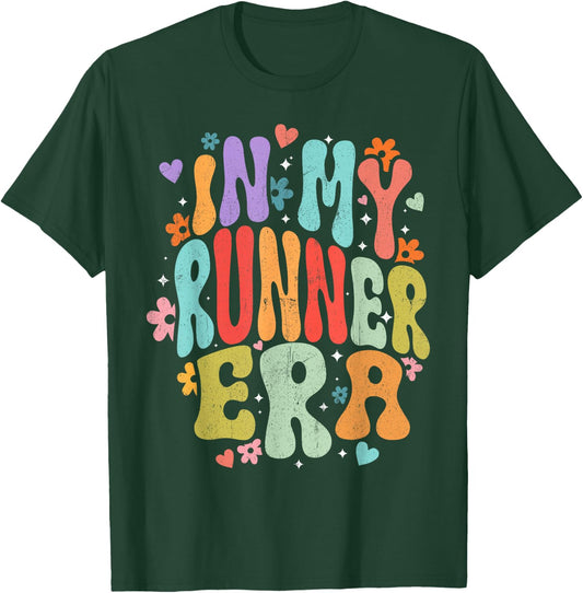 In My Runner Era Funny Marathon Running Lover Groovy T-Shirt - T-Shirt | Forest