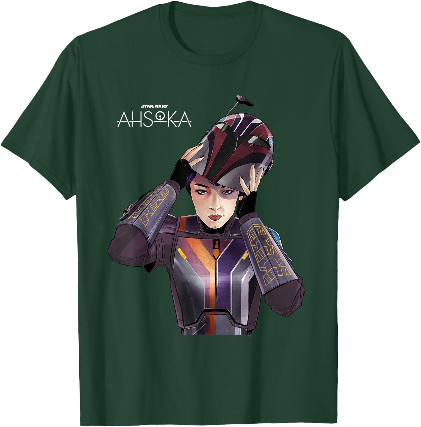 Star Wars Ahsoka Sabine Wren with Mandalorian Helmet Disney+ T-Shirt - T-Shirt | Forest