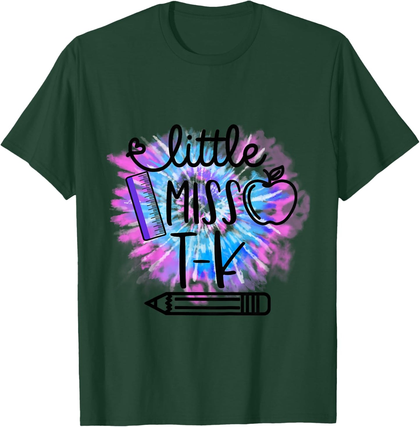 Kids Little Miss T K Toddler Girls Tie Dye First Day of TK T-Shirt - T-Shirt | Forest