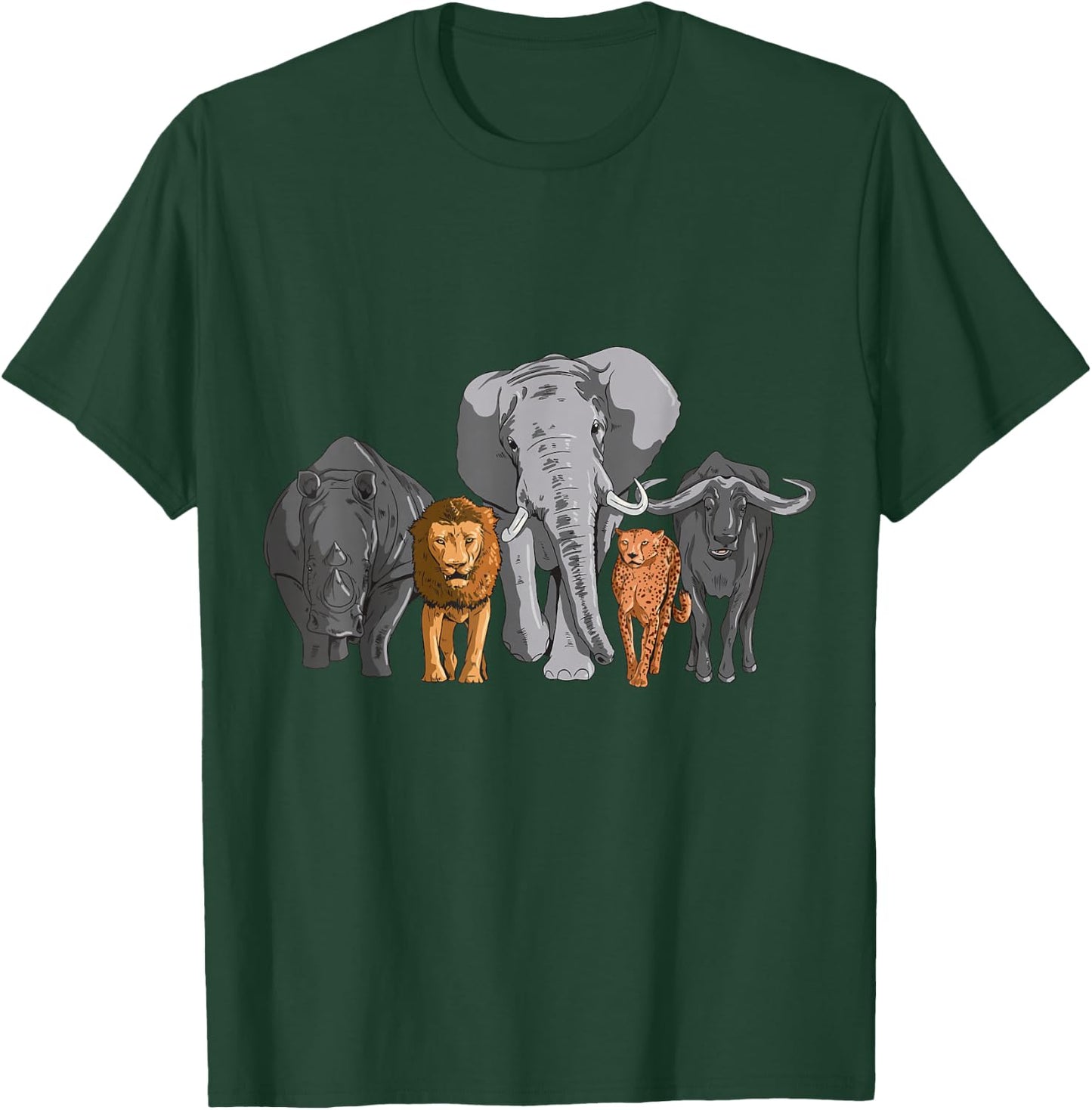 Elephant Lion Animals Leopard Rhino Animal Children T-Shirt - T-Shirt | Forest