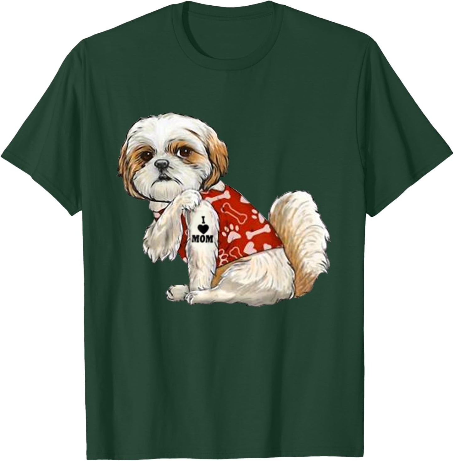 I Love Mom Tattoo Shih Tzu Mom Funny Mother's Day Gift T-Shirt - T-Shirt | Forest
