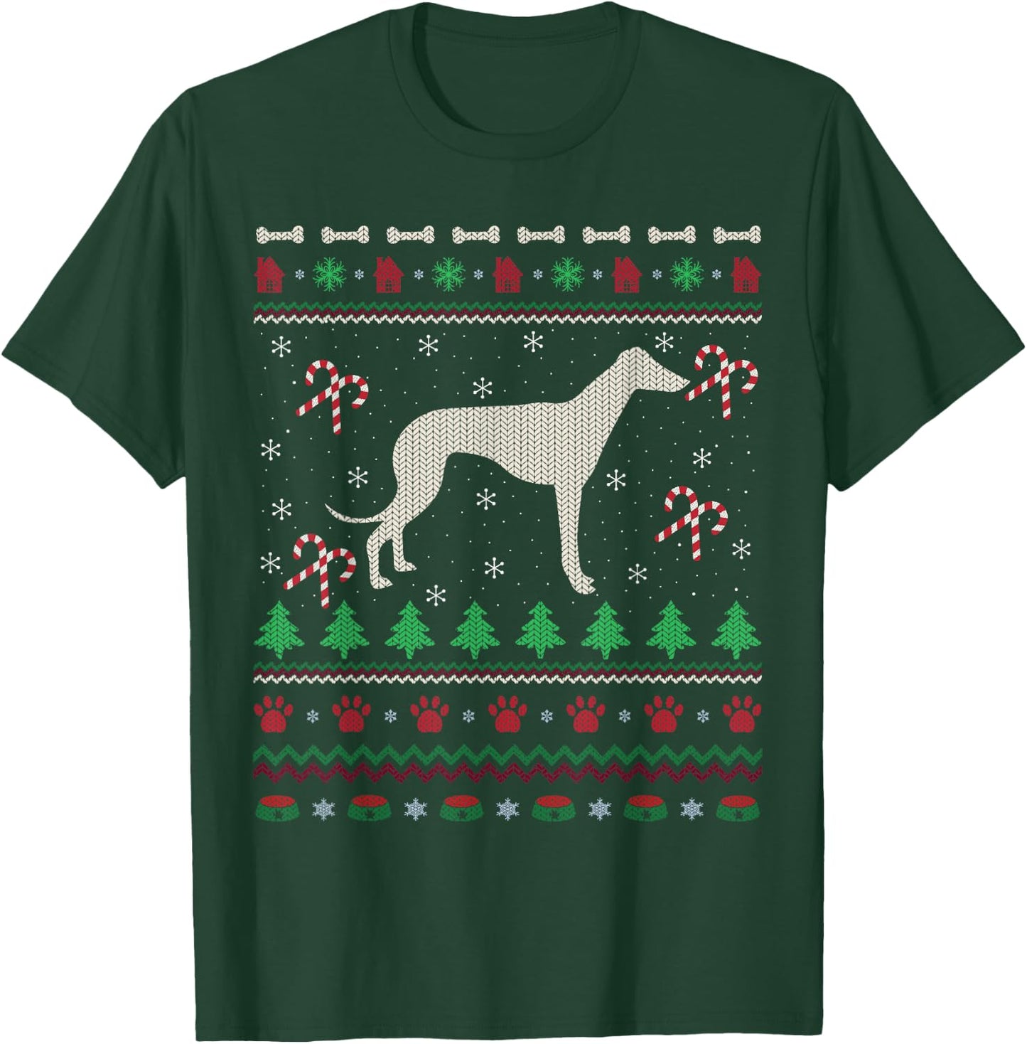 Ugly Xmas Sweater Santa Italian Greyhound Dog Christmas Men Women Kids T-Shirt - T-Shirt | Forest