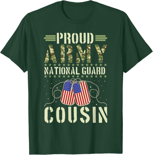 Proud Army National Guard Cousin USA Military Veterans Day T-Shirt - T-Shirt | Forest