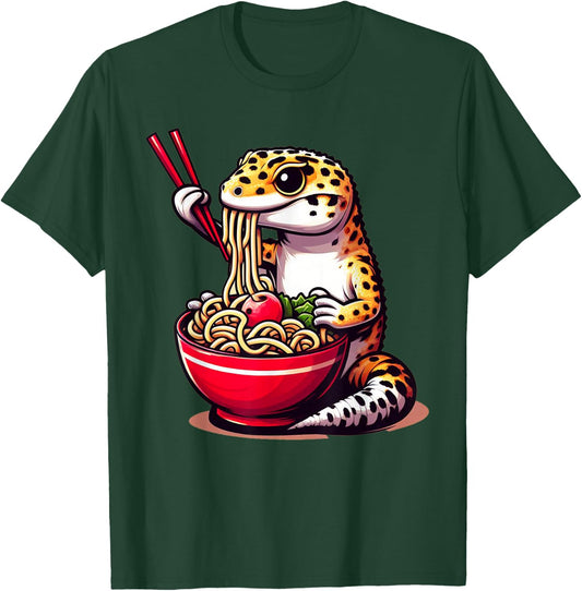 Gecko Anime Japanese Kawaii Ramen Reptile Leopard Gecko T-Shirt - T-Shirt | Forest