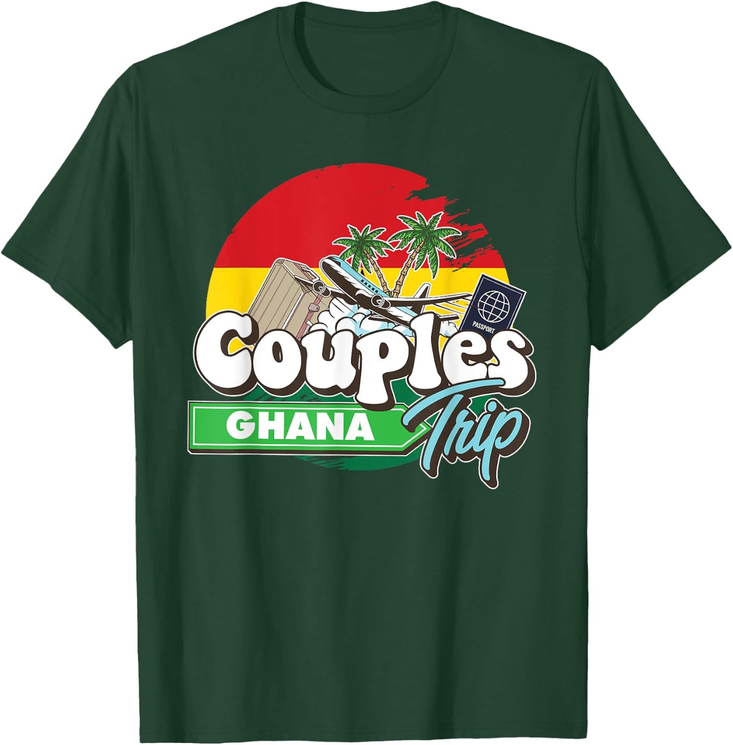 Couples Trip Ghana Bound Couple Travel Goal Vacation Trip T-Shirt - T-Shirt | Forest