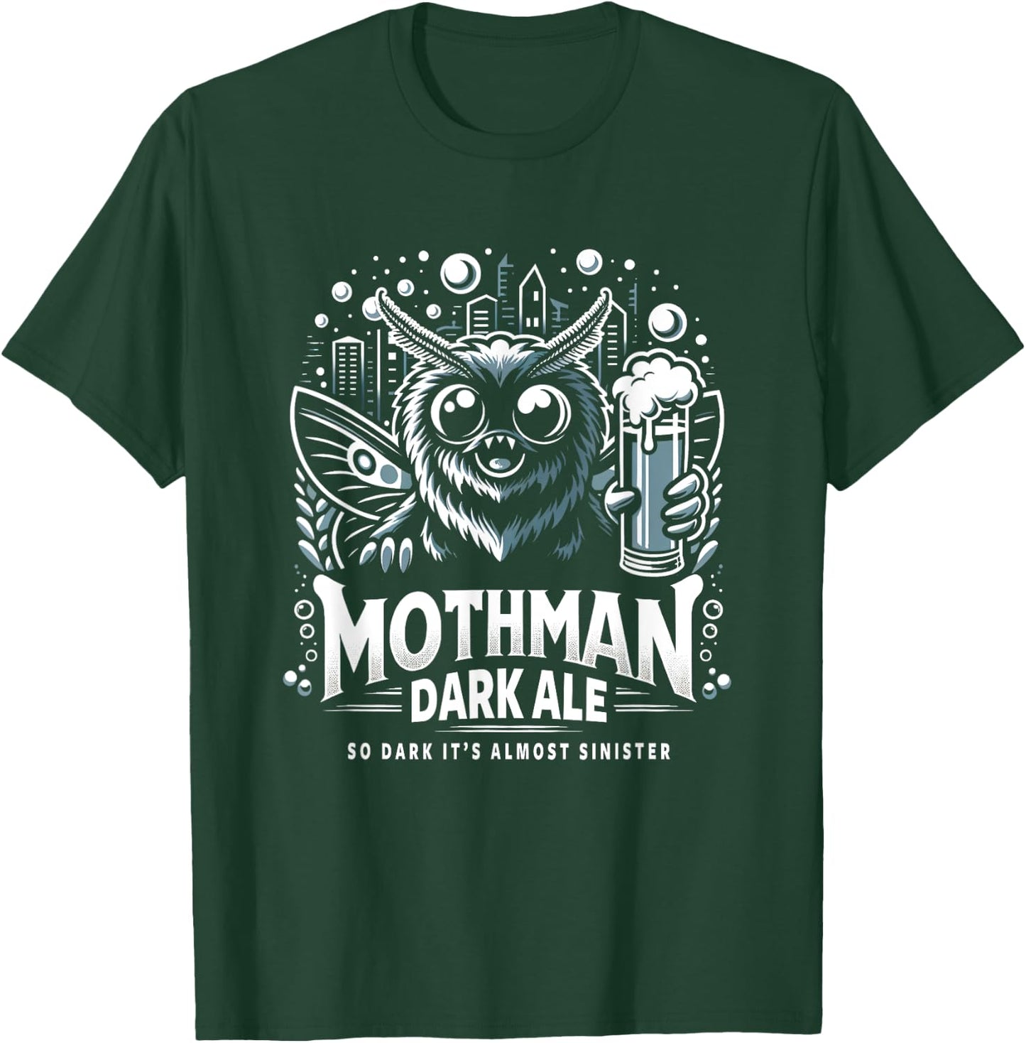 Funny Cryptid Beer Brand Parody Mothman Dark Ale T-Shirt - T-Shirt | Forest