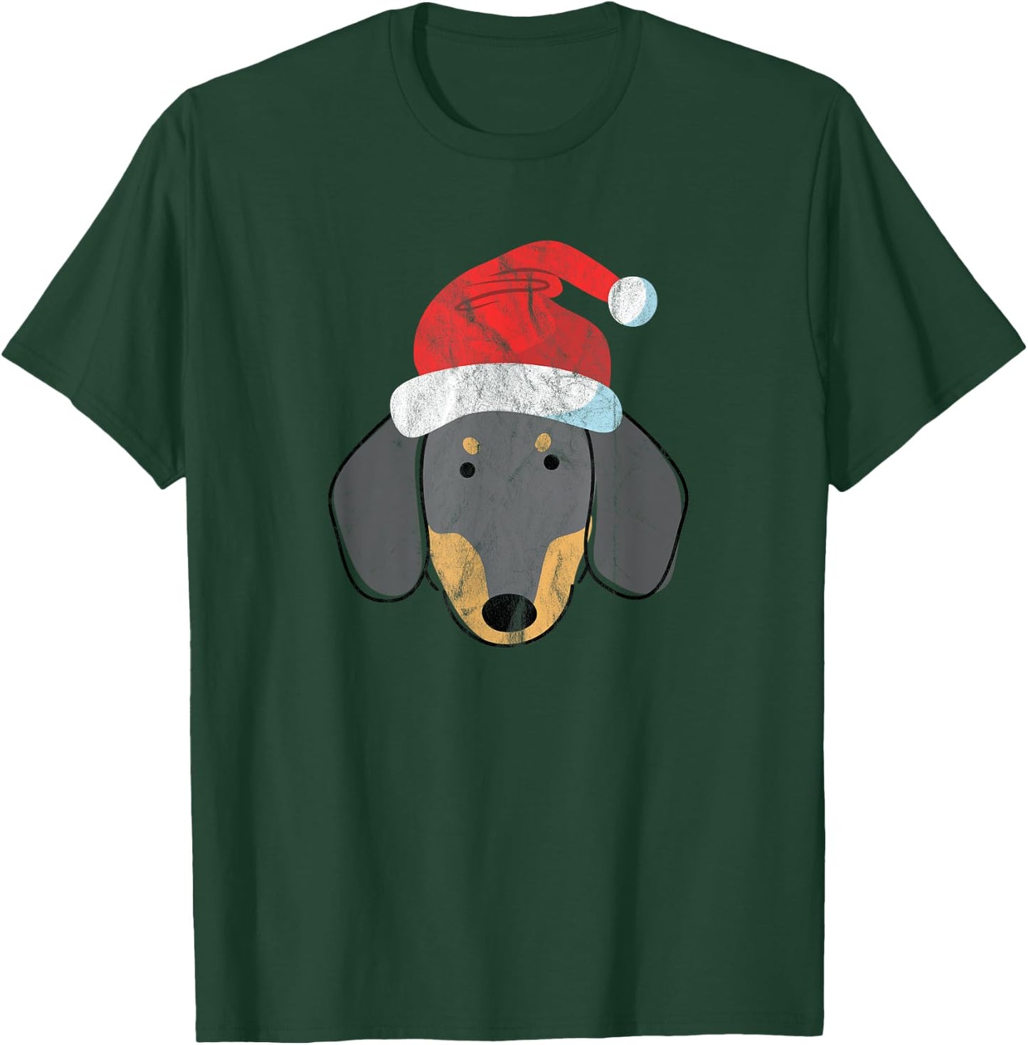 Santa Hat Dachshund PJs Christmas Xmas Wiener Weiner Dog Men Women T-Shirt - T-Shirt | Forest
