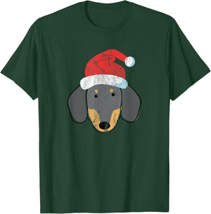 Santa Hat Dachshund PJs Christmas Xmas Wiener Weiner Dog Men Women T-Shirt - T-Shirt | Forest