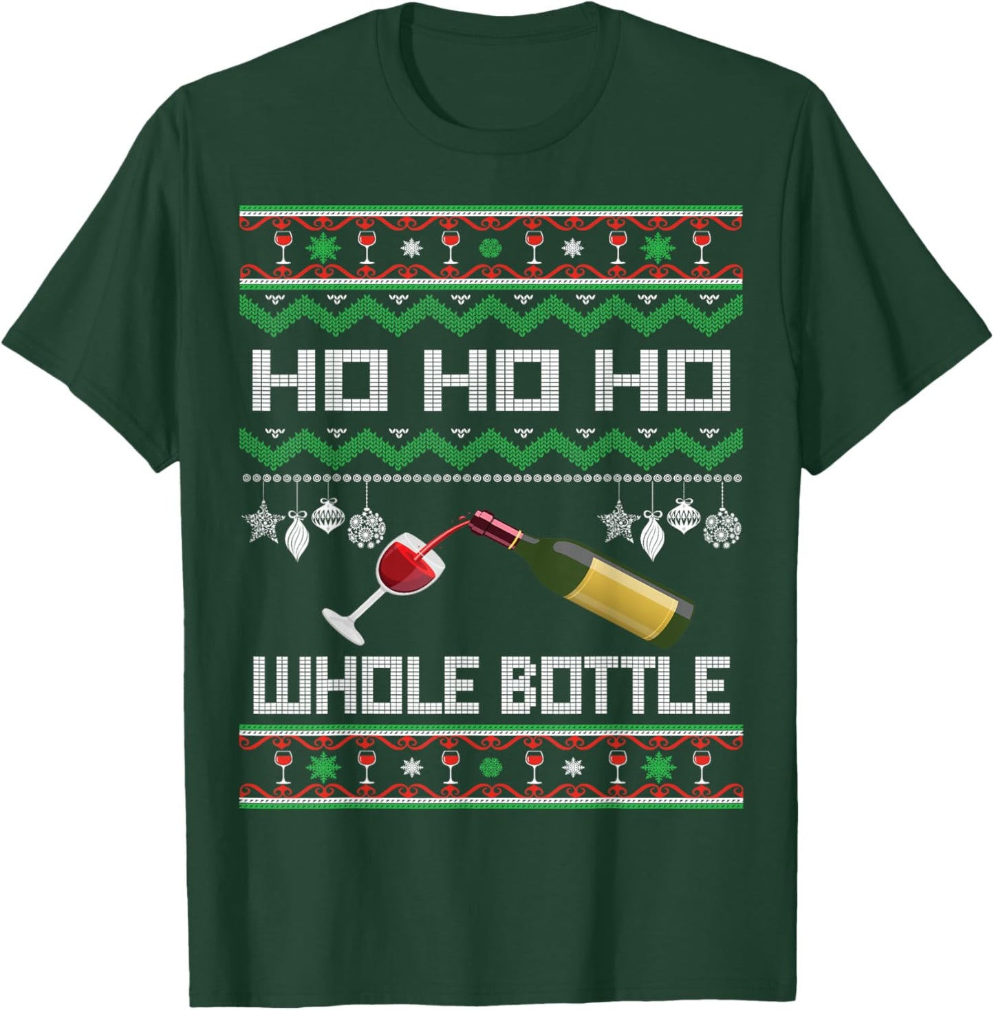 Wine Ugly Christmas Sweater Funny Alcohol Xmas Sweater Gift T-Shirt - T-Shirt | Forest