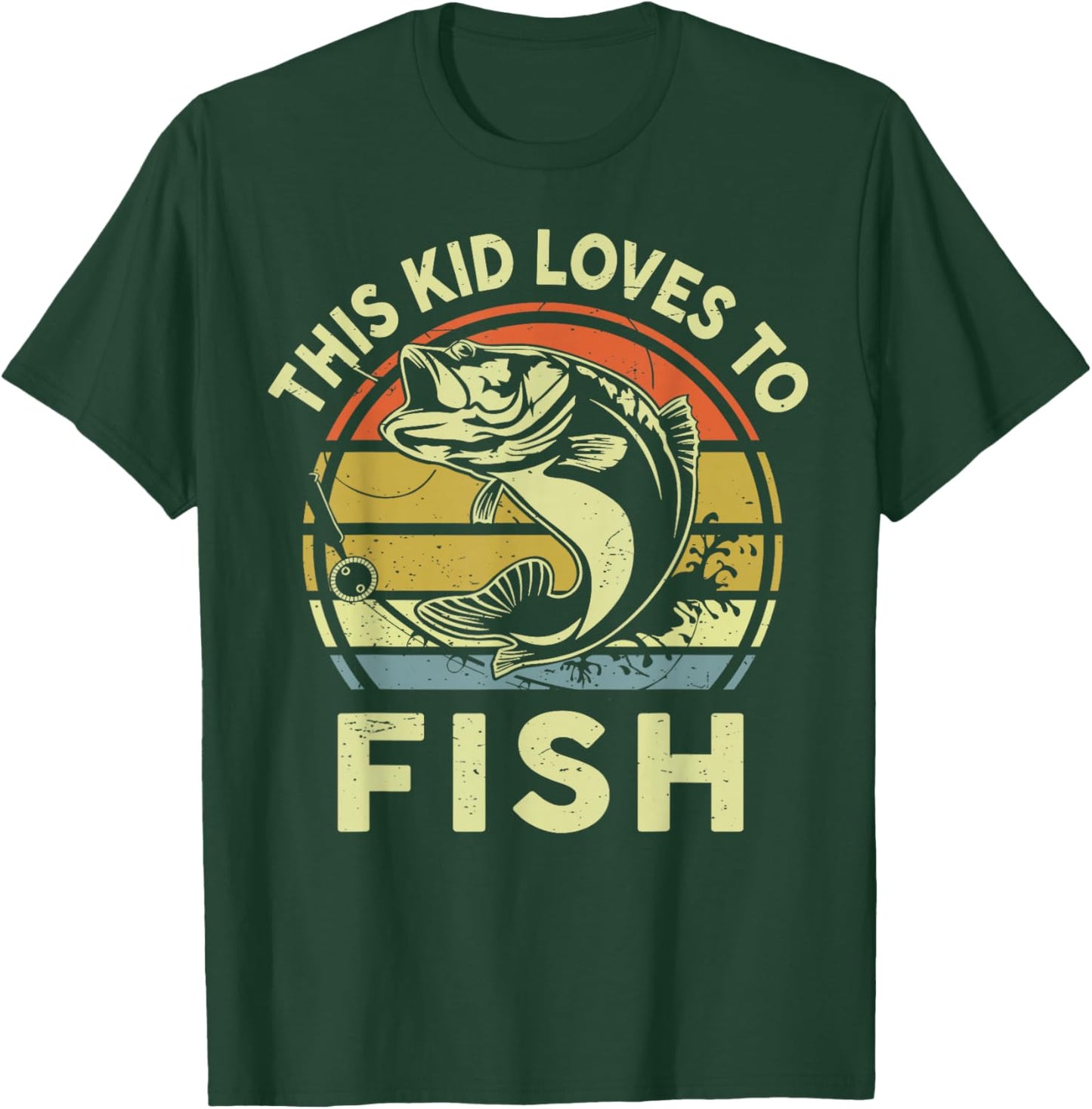 Boy Kids Loves to Fish-Shirt Bass Fishing Gift Funny Fishing T-Shirt - T-Shirt | Forest