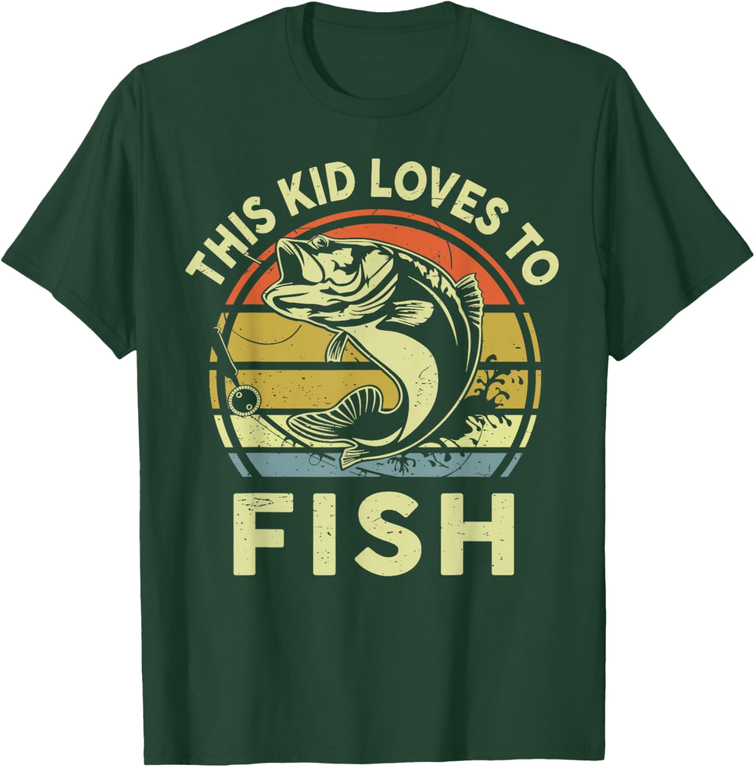 Boy Kids Loves to Fish-Shirt Bass Fishing Gift Funny Fishing T-Shirt - T-Shirt | Forest