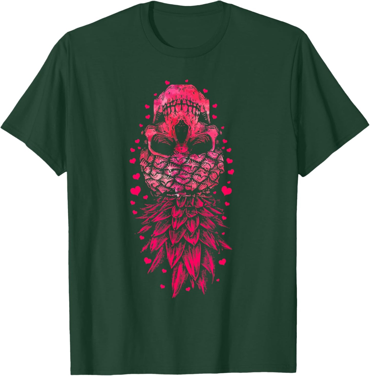 Valentines Day Pineapple Skull Upside Down Lovers T-Shirt - T-Shirt | Forest