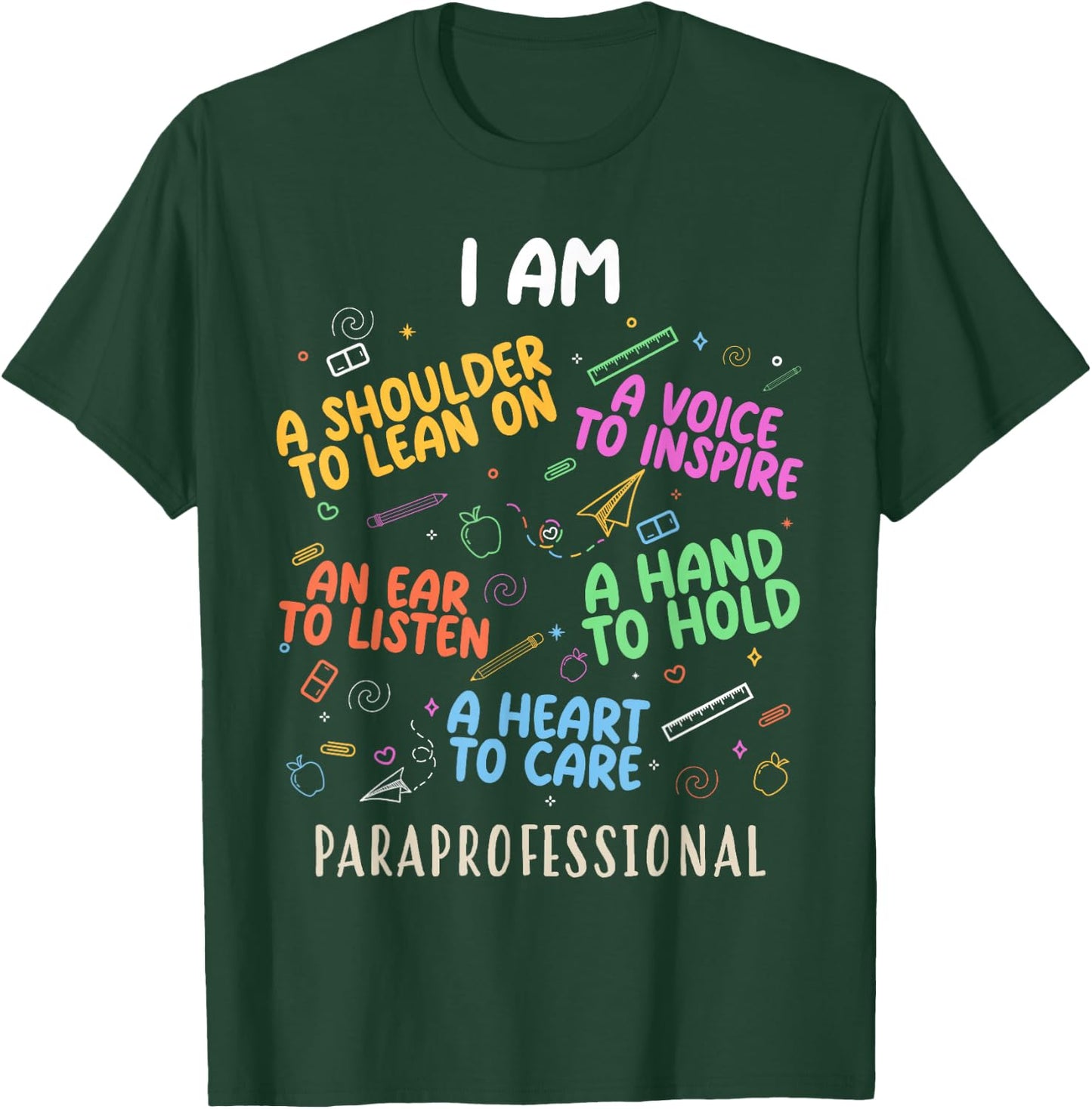 Funny Paraeducator Heart To Care Paraprofessional Teachers T-Shirt - T-Shirt | Forest