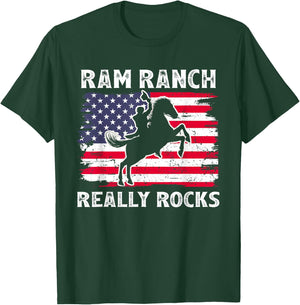 Ram Ranch Really Rocks Vintage Western Life Country USA FLag Women Men T-Shirt - T-Shirt | Forest