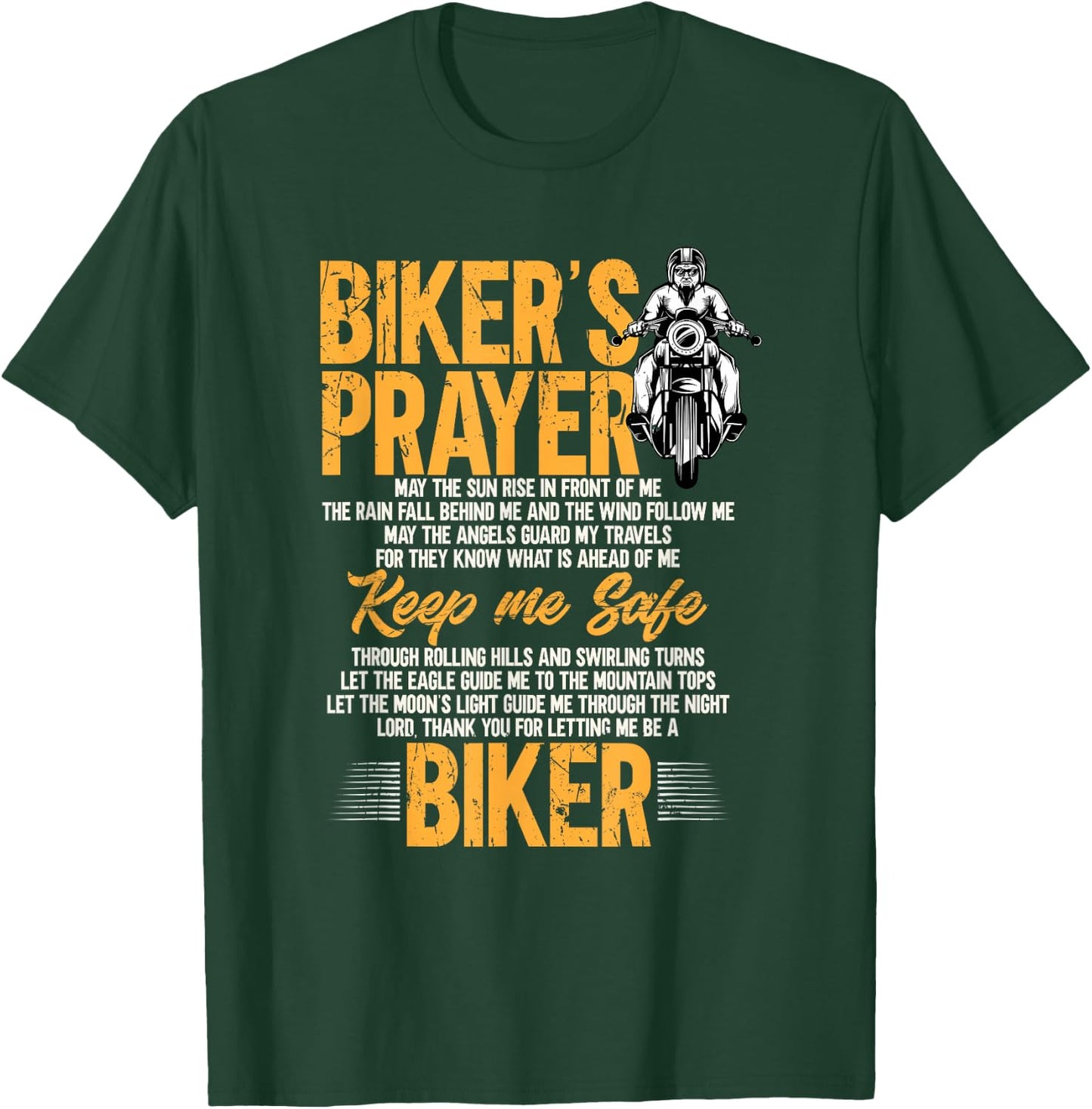 Biker's Prayer Vintage Motorcycle Biker Biking Motorcycling T-Shirt - T-Shirt | Forest