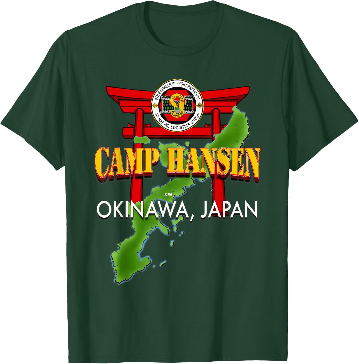 9th Engineer Support Battalion Camp Hansen Okinawa Japan T-Shirt - T-Shirt | Forest
