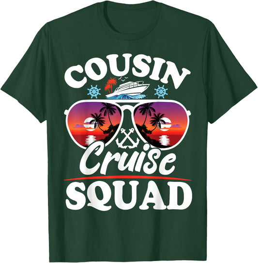 Cousin Cruise Squad 2025 Cruise Ship Party Group Vacation T-Shirt - T-Shirt | Forest
