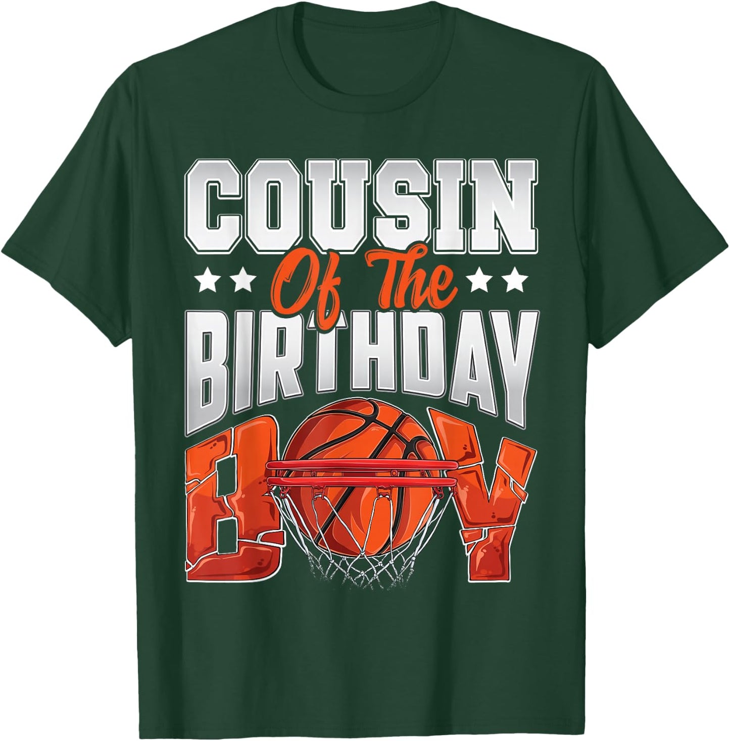 Cousin basketball birthday Boy Family Baller b-day Party T-Shirt - T-Shirt | Forest