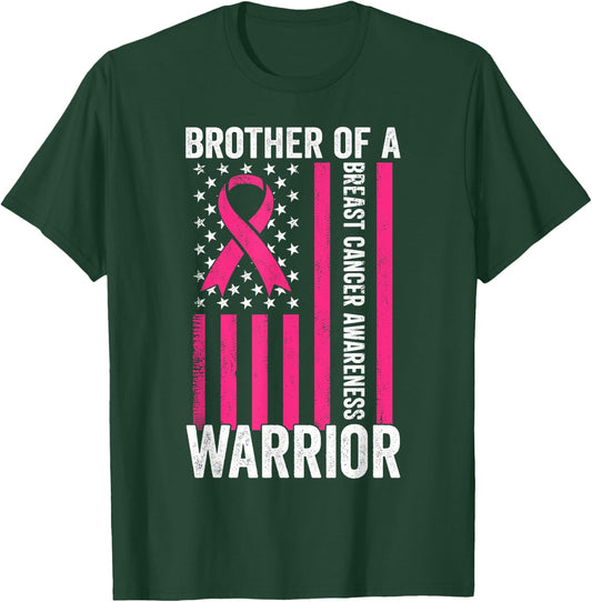 Brother Of A Warrior Breast Cancer Awareness Support Squads T-Shirt - T-Shirt | Forest