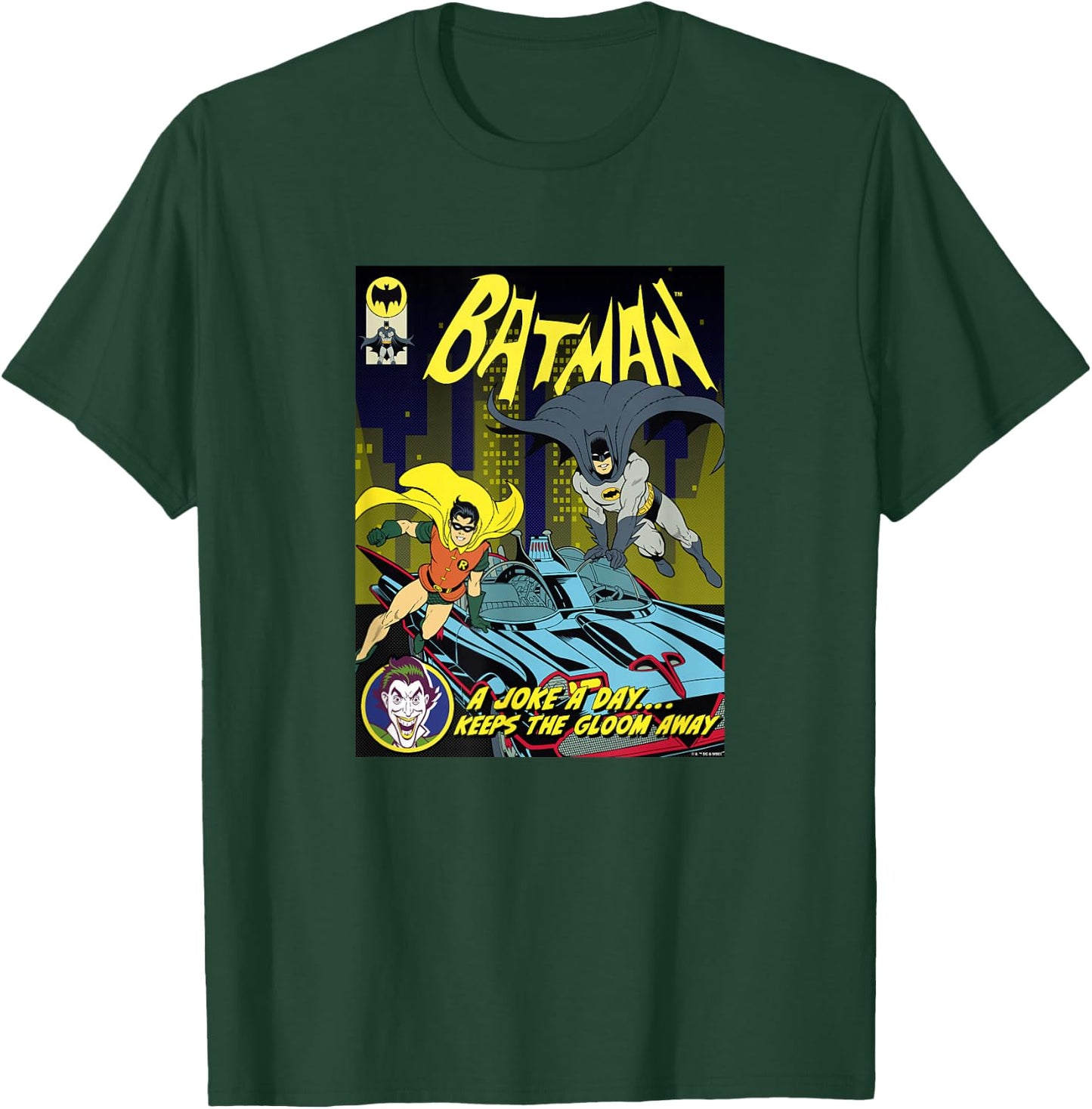Batman Vintage 60's Batman & Robin Batmobile Comic Cover T-Shirt - T-Shirt | Forest