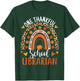 One Thankful School Librarian Thanksgiving Rainbow Leopard T-Shirt - T-Shirt | Forest