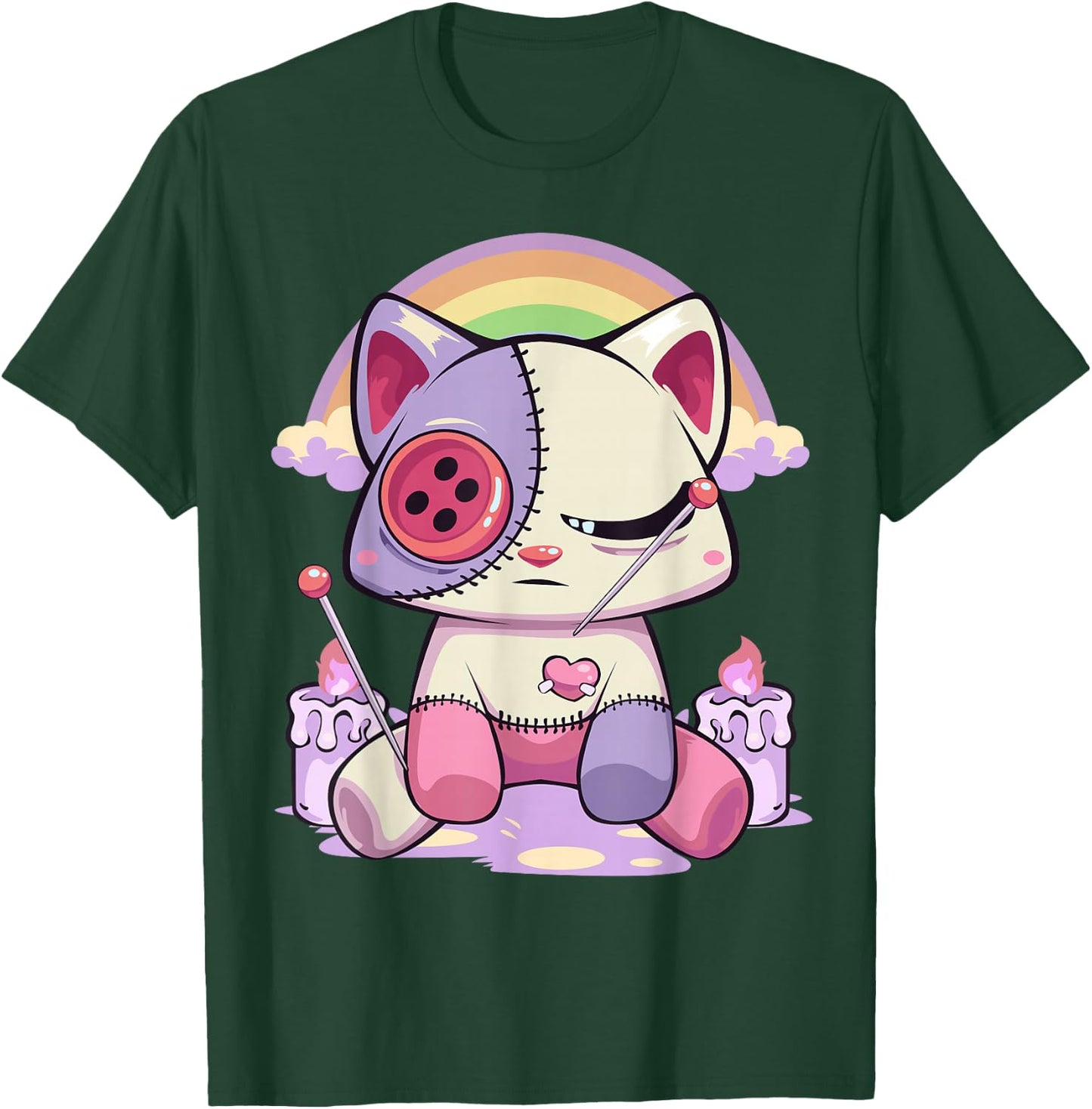 Pastel Goth Kawaii Menhera Sad Creepy Voodoo Doll Cat T-Shirt - T-Shirt | Forest