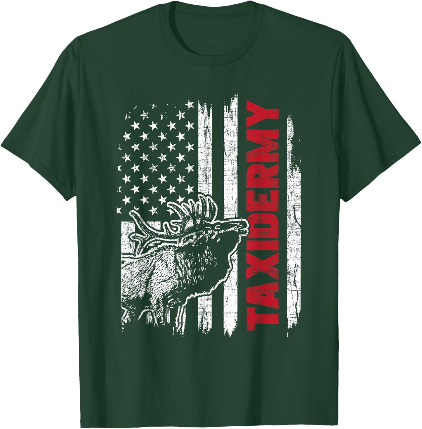 Taxidermy - USA Flag Taxidermist Deer Stuffing Animal Lover T-Shirt - T-Shirt | Forest