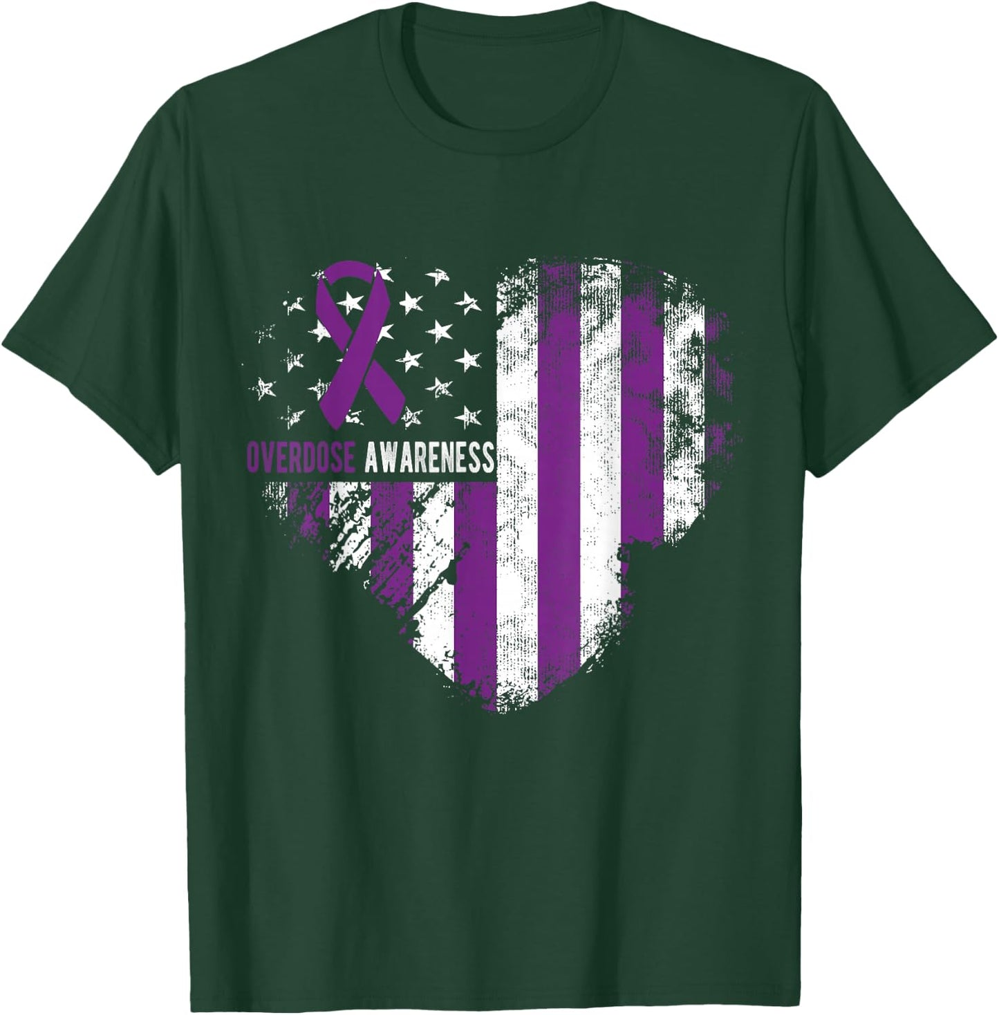 Overdose Awareness Purple Ribbon Drug Addiction T-Shirt - T-Shirt | Forest