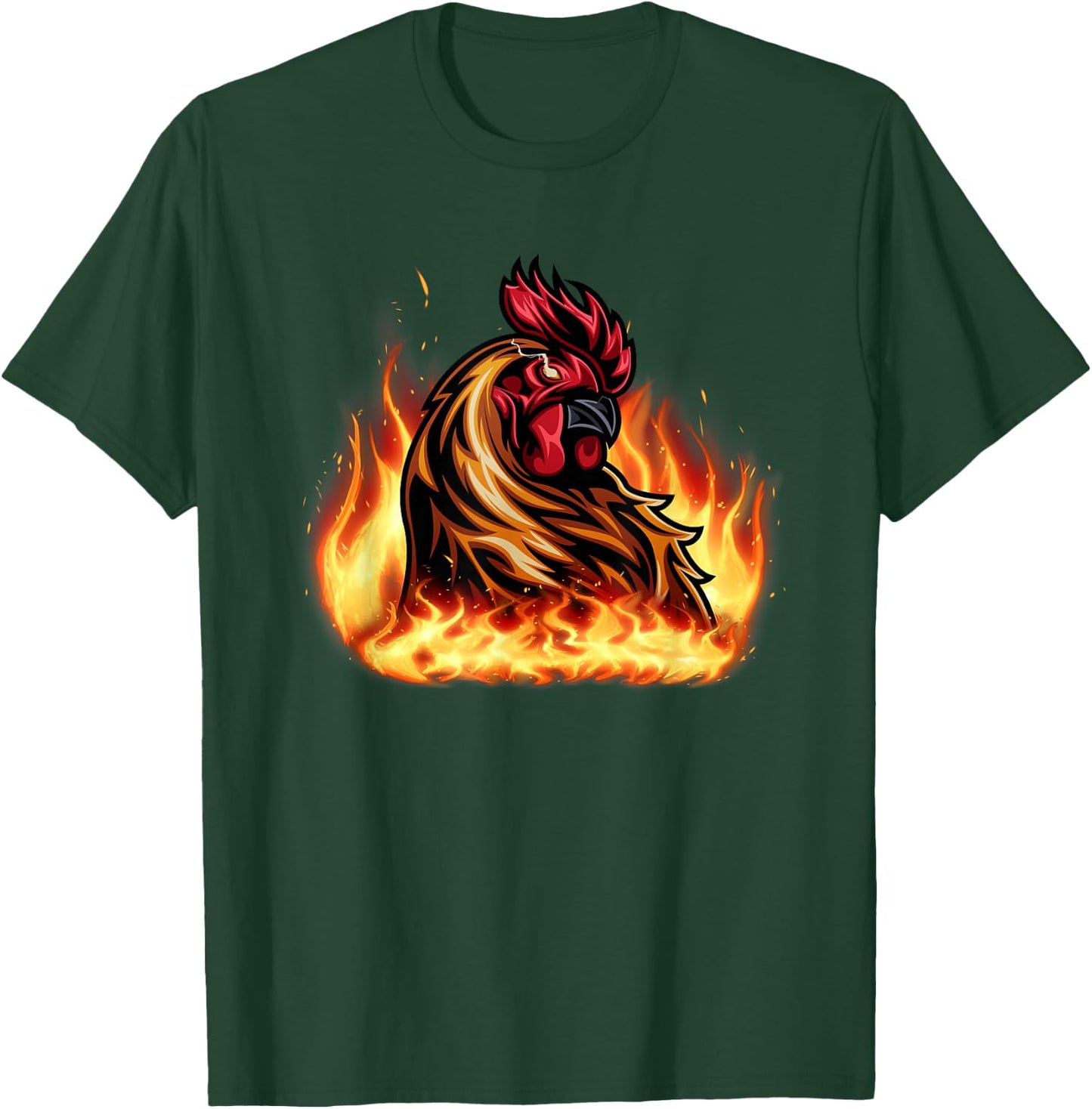 Fire Rooster Chicken Funny Women T-Shirt - T-Shirt | Forest