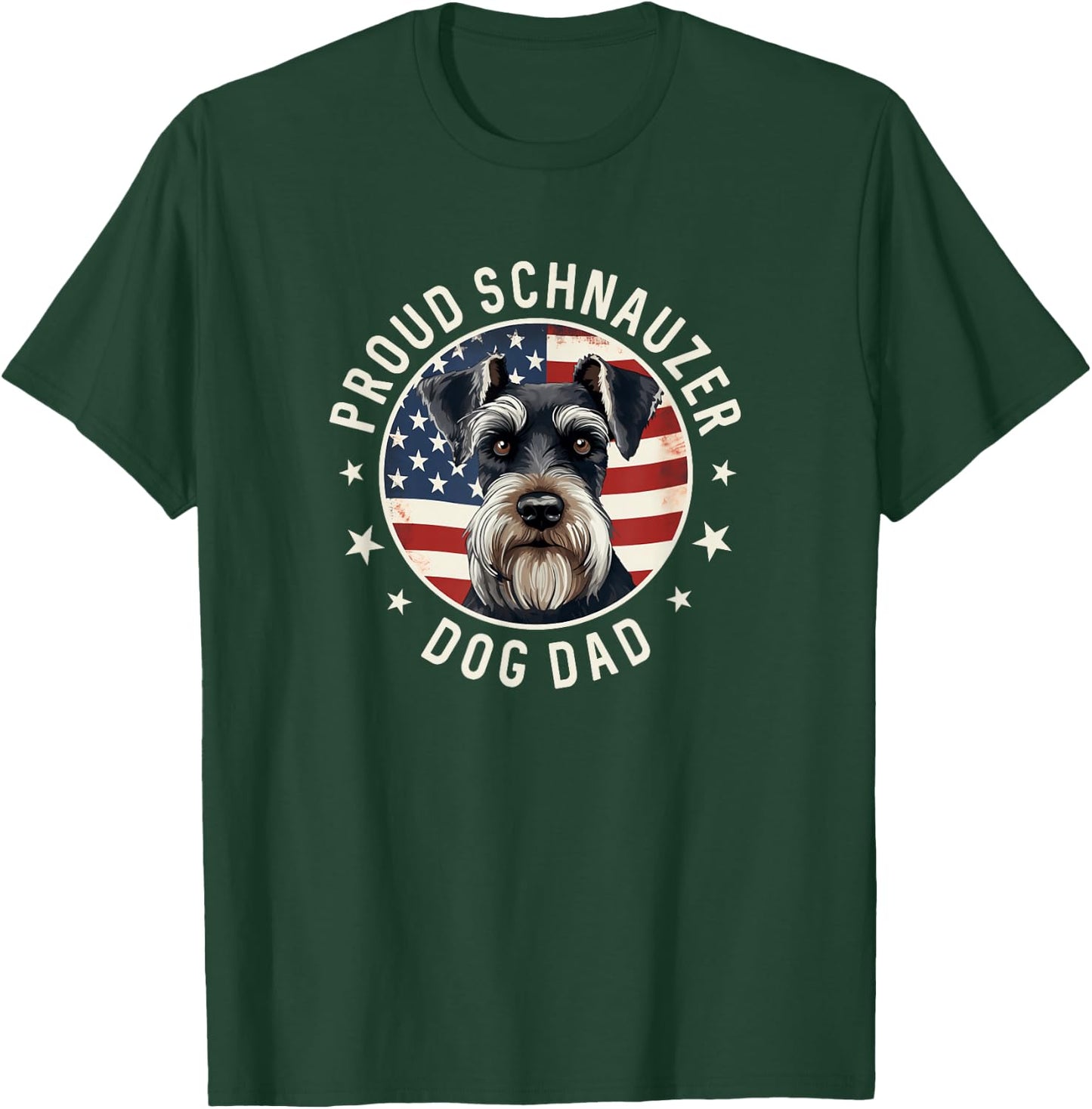 Proud Schnauzer Dad American Flag, Schnauzer Dog Dad T-Shirt - T-Shirt | Forest
