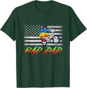 Rad Dad BMX USA Flag, BMX Rider Vintage Gift, Bmx Freestyle T-Shirt - T-Shirt | Forest