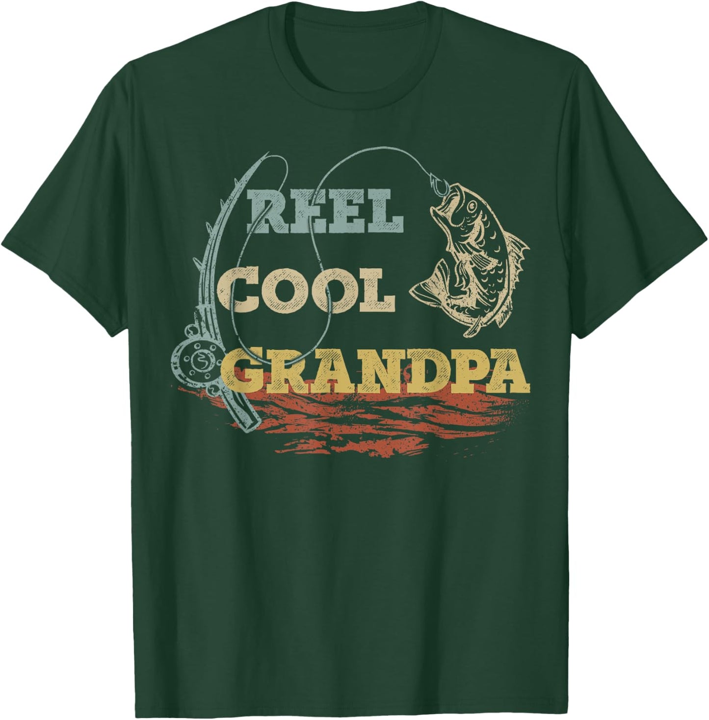 Vintage Reel Cool Grandpa Fisherman Family Fishing Lover T-Shirt - T-Shirt | Forest
