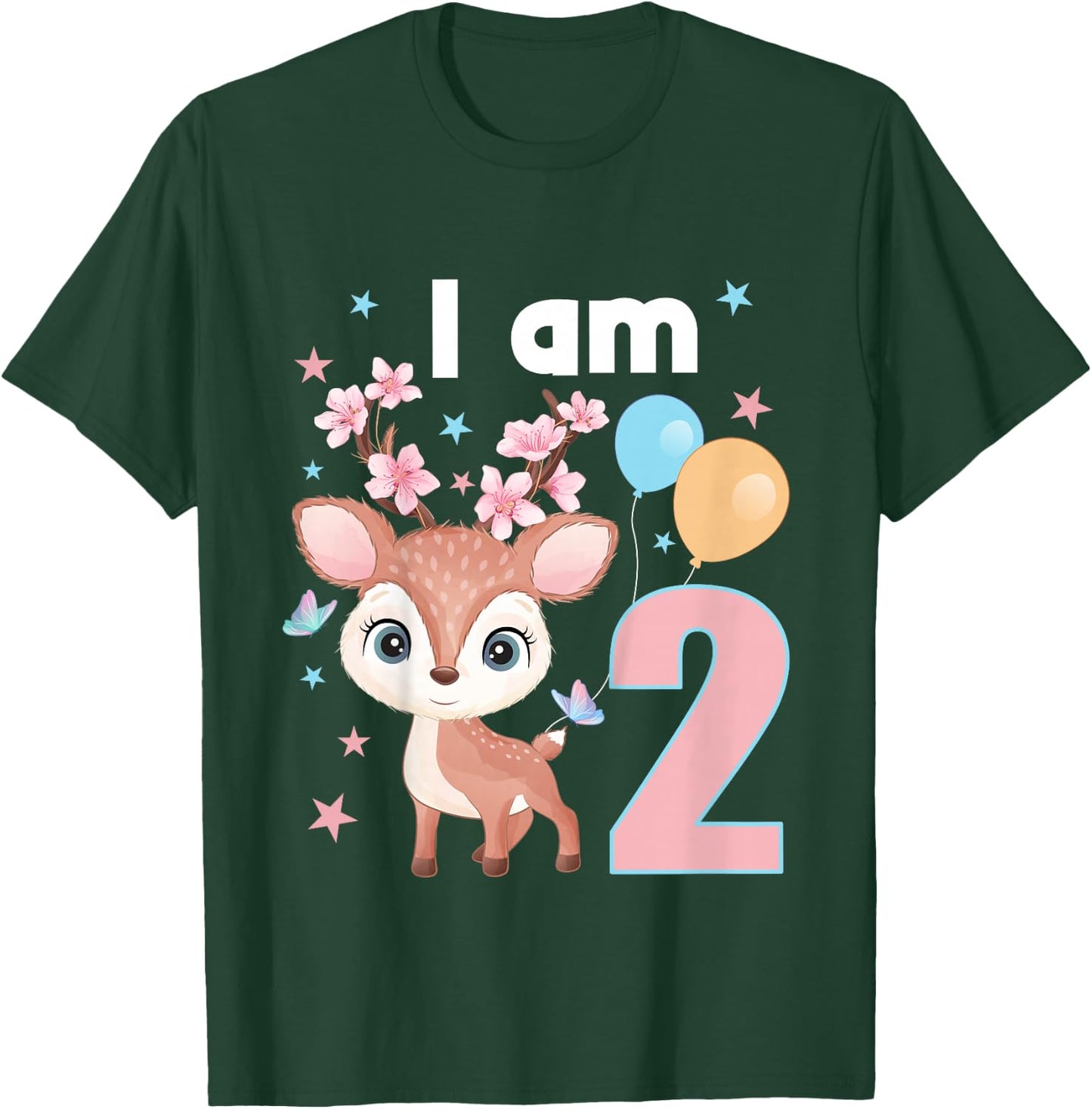 Kids 2 Years old 2 birthday outfit Boy girl Deer T-Shirt - T-Shirt | Forest
